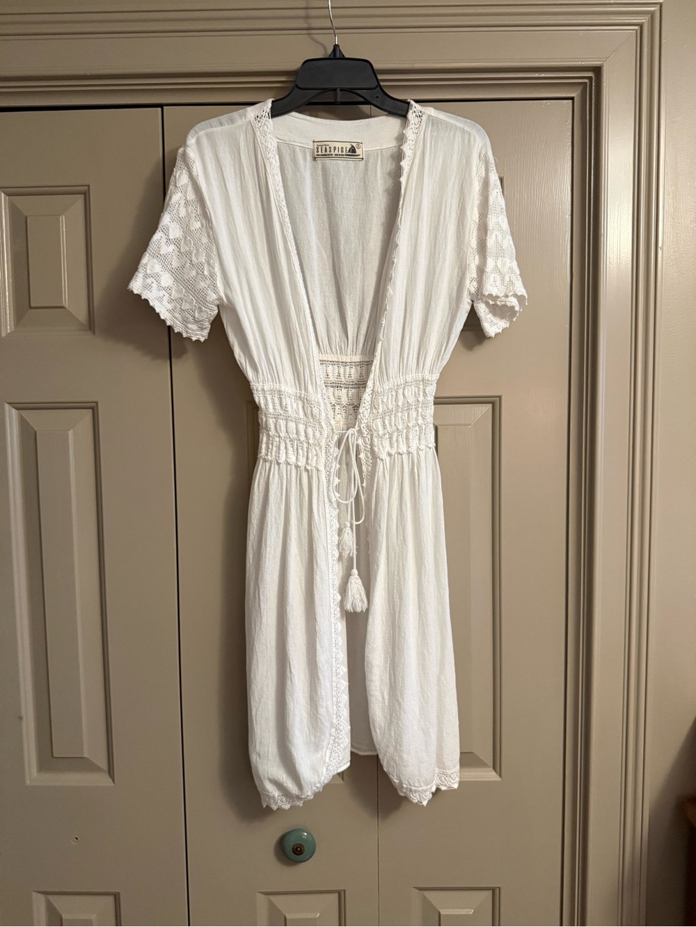 💯 Peruvian Cotton Smocked White Beach Cover Up